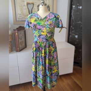 Tropical Vintage Summer Dress L